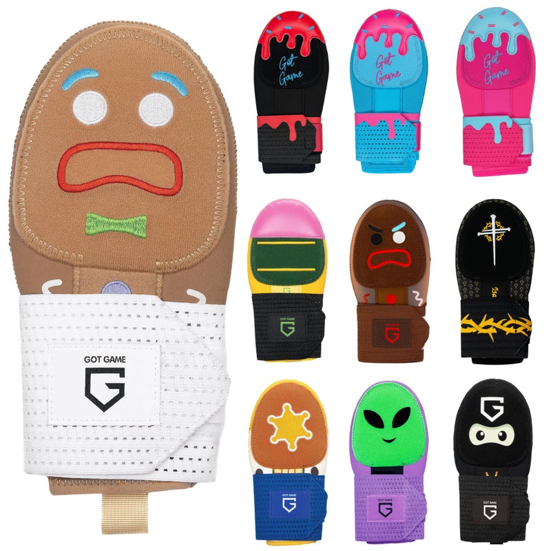 Got Game Baseball Sliding Mitt - Youth and Adult Sizes - Drippy Drip Accessory Gingerbread Man, Ice Cream, Alien, Ninja, Pencil, Cowboy (Gingerbread Man, Youth) - Image 1