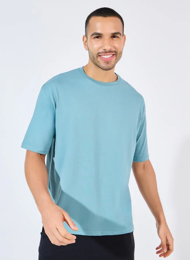 Styli Cotton Rich Oversized T-Shirt with Crew Neck