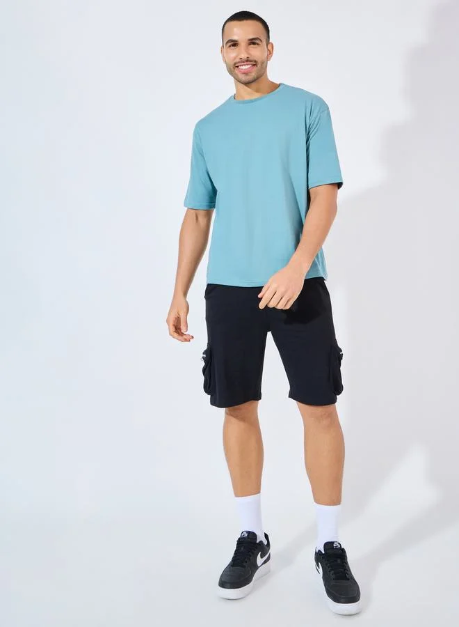 Styli Cotton Rich Oversized T-Shirt with Crew Neck