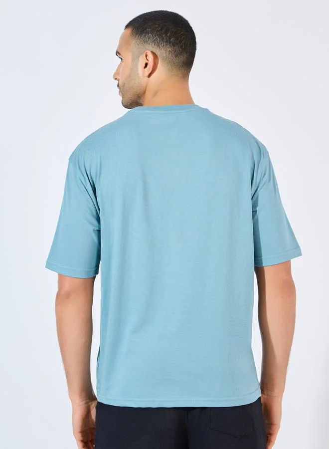 Styli Cotton Rich Oversized T-Shirt with Crew Neck