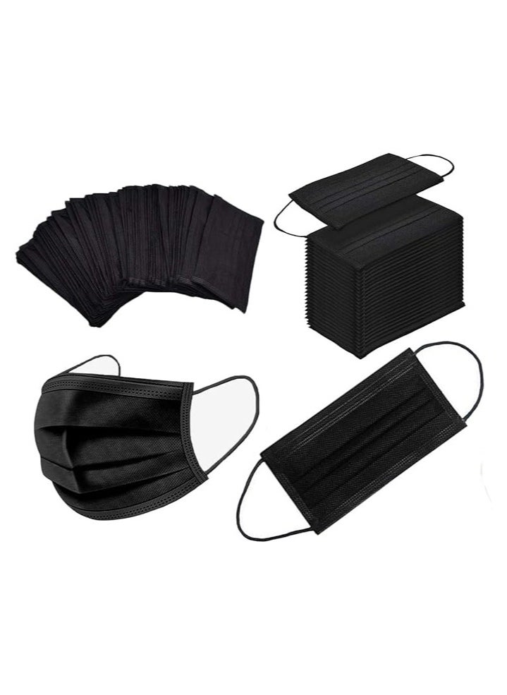 YASHFEEN - 50-Piece Disposable Medical 3-Layer High Quality Earloop Face Masks Set - Black - Image 1