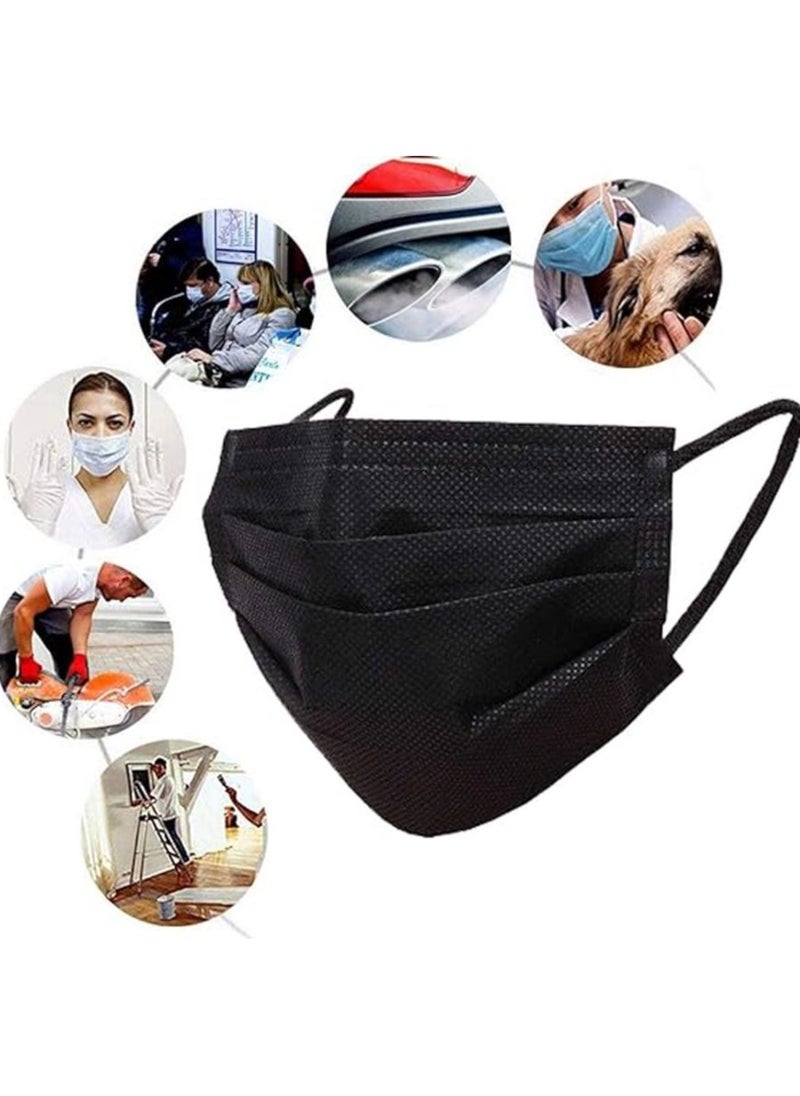 YASHFEEN - 50-Piece Disposable Medical 3-Layer High Quality Earloop Face Masks Set - Black - Image 1