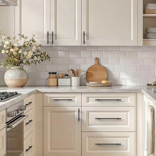 Amerdeco 10 Pack 5 Inch 128mm Matte Black Cabinet Pulls Zinc Alloy Heavy Duty Modern Kitchen Cabinet Handles Drawer Pulls Hardware for Cabinets Cupboard Dresser Wardrobe ZH0087 - Image 3