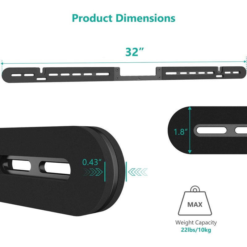 WALI Soundbar Mount for Sonos Arc and Sonos Arc Ultra - Sound bar Wall Mount Bracket, Minimalist Design, Perfect for Under TV Installation, Black - Image 4