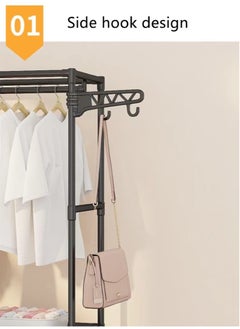 Kutis 1-Piece Simple Assembly Wardrobe Clothes Storage Rack Portable Wardrobe Organizer With Hook Metal 160x36x173 cm  - Image 2