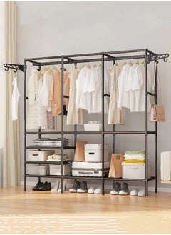Kutis 1-Piece Simple Assembly Wardrobe Clothes Storage Rack Portable Wardrobe Organizer With Hook Metal 160x36x173 cm  - Image 1
