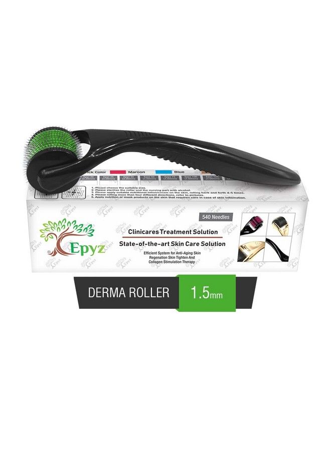 Epyz New Model Derma Roller Cosmetic Micro Needling Instrument With 540 Needles For Acne Skin Hair Loss With Free Storage Case [ Pack Of 1 ] (Green 1.5Mm) - Image 2