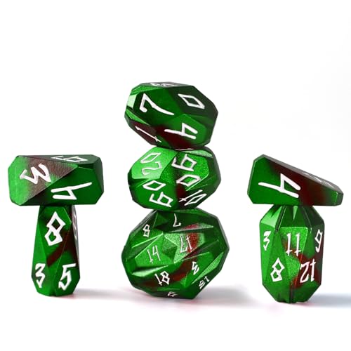 FONVGOGO Metal DND Dice for Dungeons and Dragon Metal Dice Set D and D with Cardboard Box Unique Cool RPG Polyhedral Dice for Role Playing Tabletop Games Gifts Black Green - Image 1