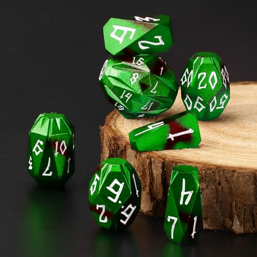 FONVGOGO Metal DND Dice for Dungeons and Dragon Metal Dice Set D and D with Cardboard Box Unique Cool RPG Polyhedral Dice for Role Playing Tabletop Games Gifts Black Green - Image 5
