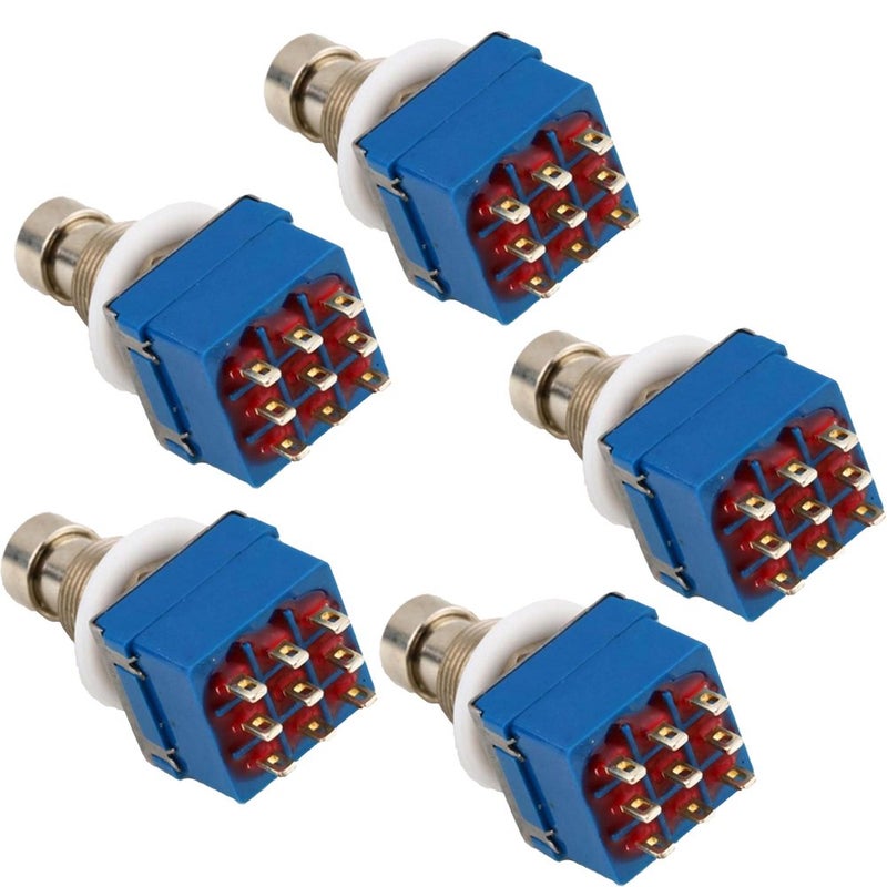 ESUPPORT 3PDT 9 Pins Box Stomp Guitar Effect Pedal Foot Switch True Bypass Metal Pack of 5 - Image 1