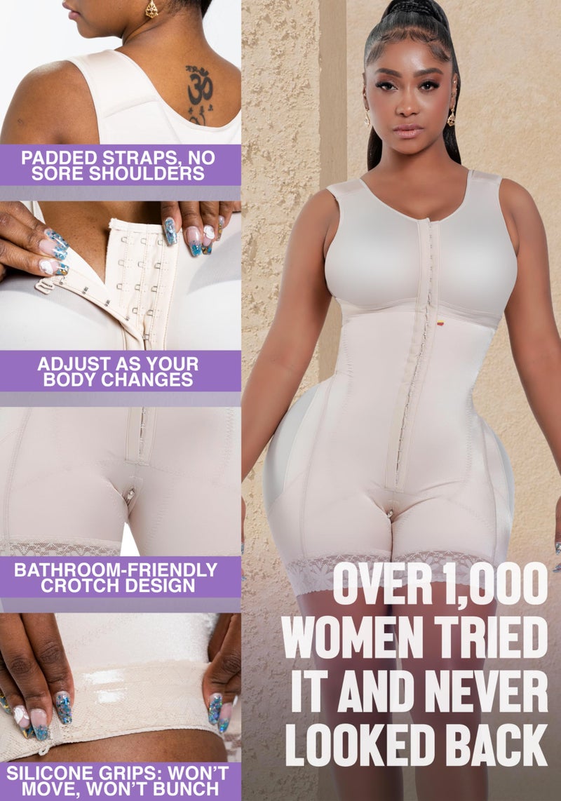 Snatched Body Stage 2 Faja with Bra | Best Body Faja Post-Op & Everyday Shapewear | Fajas Colombianas Moldeadoras Beige M - Image 4