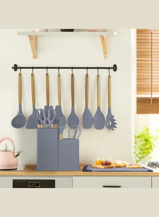 Executive LLC Kitchen Utensil Set Silicone - Non-Stick Cooking Tools Kit Includes Knives, Spatulas, Spoons, Ladles for Professional Chefs or Home Cooks(Grey) - Image 5