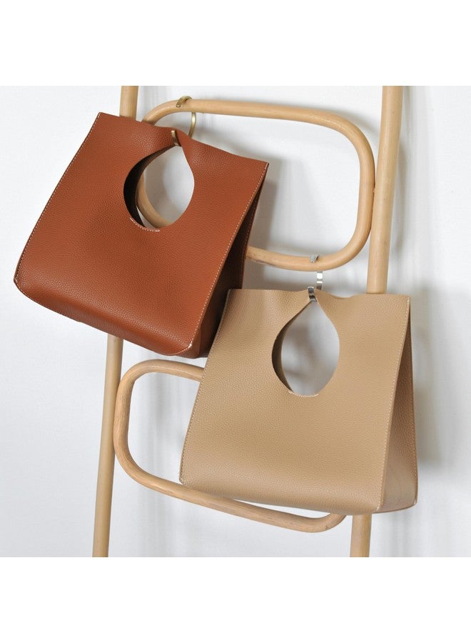 Hoxis Vintage Minimalist Style Soft Pu Leather Handbag Clutch Small Tote (Nude) - Image 5