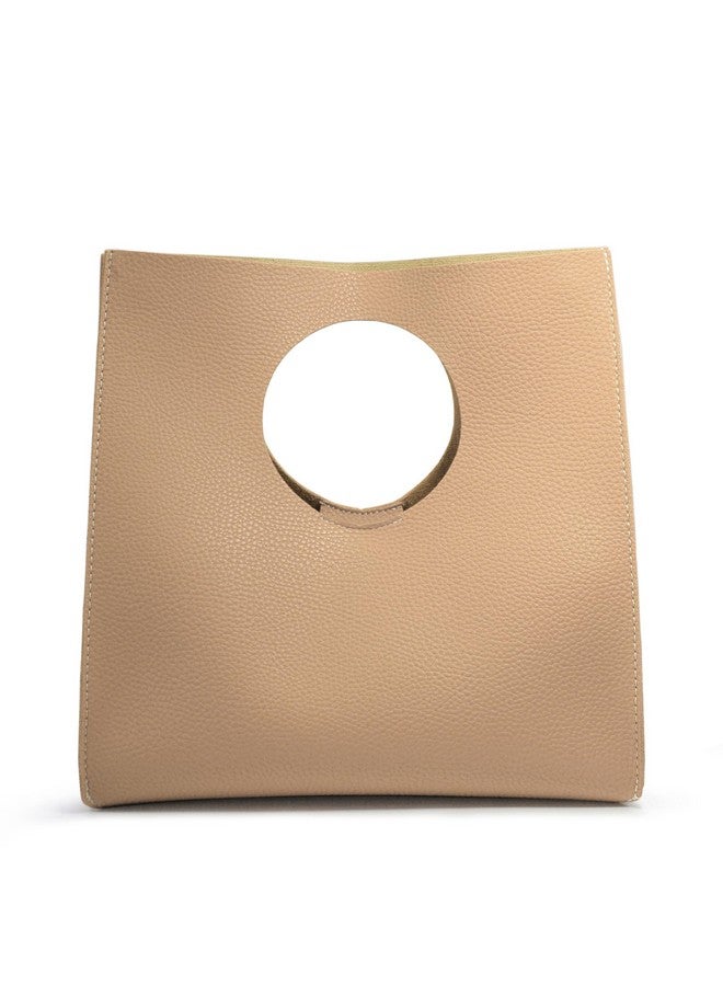 Hoxis Vintage Minimalist Style Soft Pu Leather Handbag Clutch Small Tote (Nude) - Image 1