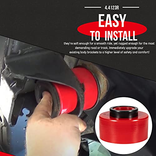 Sunluway Upgraded Red Body Mount Bushing Set Kit Compatible with 1980-1998 Ford F150 F250 F350 2WD 4WD, Heavy Duty Polyurethane Body Cab Mounts Steel Sleeves and Hardware Replacement Kit 58PCS - Image 5