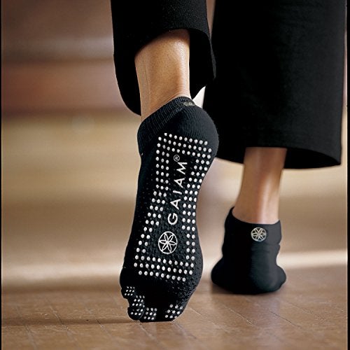 Gaiam 0552204 Grippy Yoga Socks BlackGrey MediumLarge - Image 3