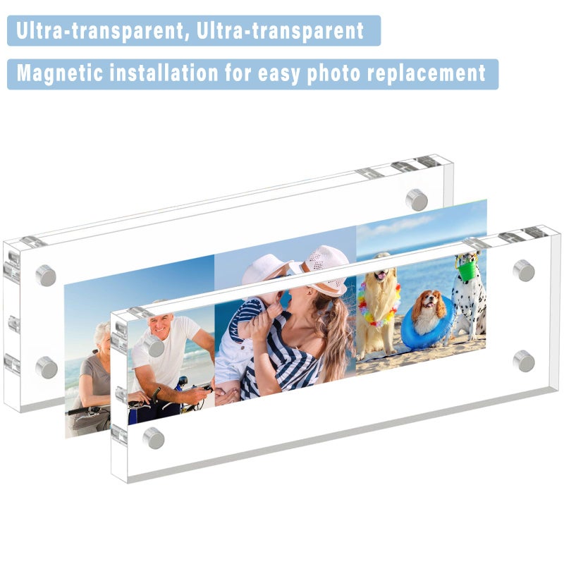 HELPLEX Acrylic Frame  5 Pack 2x6 Acrylic Picture Frames  20mm Thicker Frameless Clear Frame Double Sided Magnetic Frame  Free Standing Desktop Display Stand Acrylic Frames - Image 3
