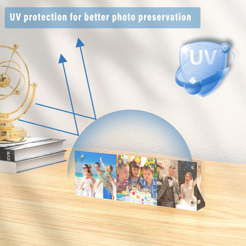 HELPLEX Acrylic Frame  5 Pack 2x6 Acrylic Picture Frames  20mm Thicker Frameless Clear Frame Double Sided Magnetic Frame  Free Standing Desktop Display Stand Acrylic Frames - Image 5