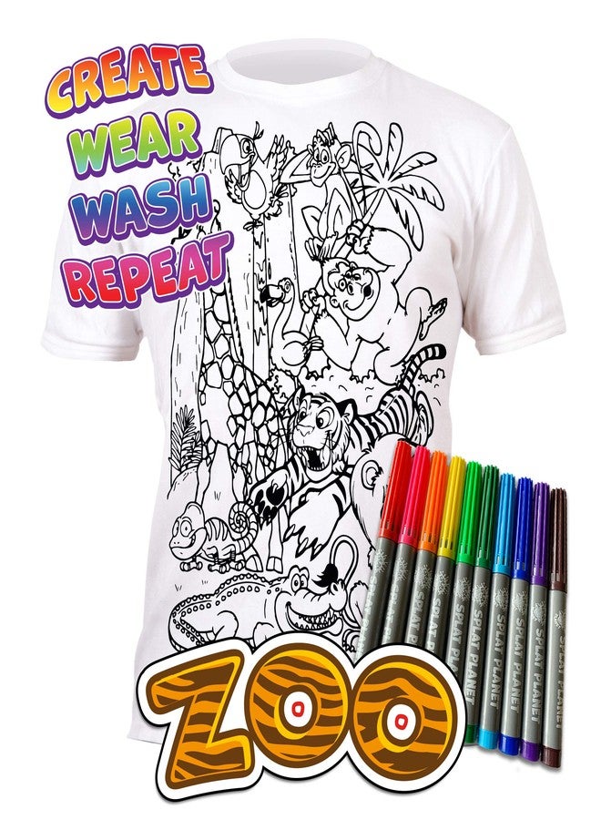 Splat Planet Color in Zoo, Safari and Jungle Animals T-Shirt with 10 Non-Toxic Washable Magic Pens for Age 3-4 - Image 5
