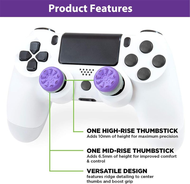 YARDHOBI FPS Freek Galaxy Purple for PlayStation 4 (PS4) and PlayStation 5 (PS5), Performance Thumbsticks, 3D Texture Thumb Grip Stick Joystick Thumbstick, Thumbstick Extender for PS5 (1 High-Rise, 1 Mid-Rise) - Image 3