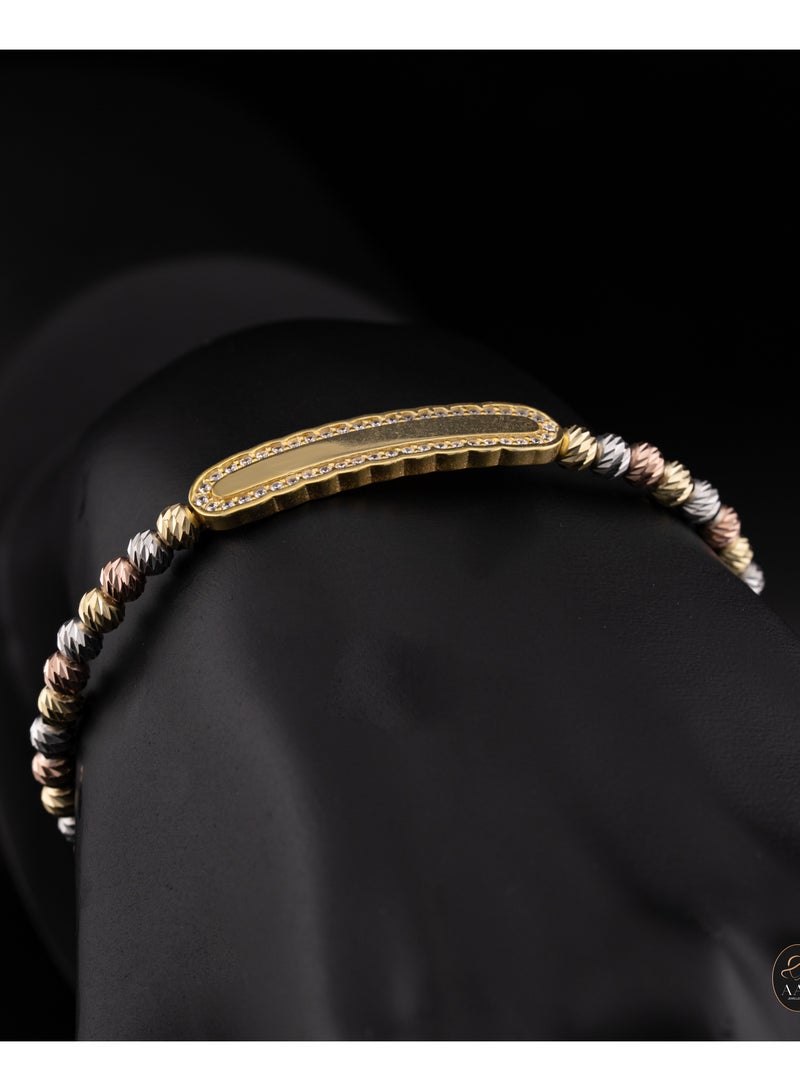 ايه ايه زد للمجوهرات ش.ذ.م.م سوار فضة مطلي بالذهب عيار 18 قيراط بثلاثة ألوان بسيط  - Image 2