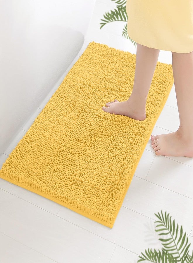 لوكس يوروكس طقم سجاد حمام LuxUrux مكون من قطعتين - طقم سجاد حمام فاخر، سريع الجفاف، ناعم، مصنوع من الشنيل مع قاعدة مطاطية، طقم سجاد حمام ماص، قابل للغسل. (17 × 24، أصفر) - Image 3