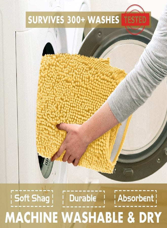 لوكس يوروكس طقم سجاد حمام LuxUrux مكون من قطعتين - طقم سجاد حمام فاخر، سريع الجفاف، ناعم، مصنوع من الشنيل مع قاعدة مطاطية، طقم سجاد حمام ماص، قابل للغسل. (17 × 24، أصفر) - Image 5