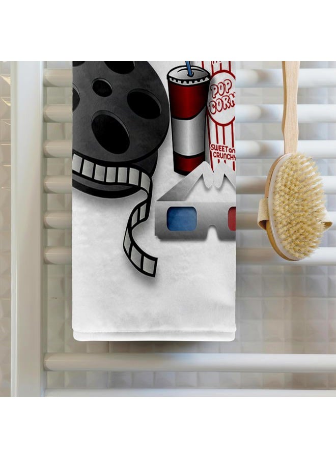 3DROSE 3D Rose Image of Old 3D Glasses Movie Film and Popcorn Hand Towel, 15" x 22", Multicolor - Image 2