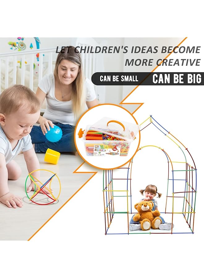 Excefore Fort Building Kit For Kids 4 5 6 7 8 9 10 Years Old Diy Playhouse With Tent Cover Straw Constructor Toys Stem Early Learning Education Construction Toys Gifts For Boys Girls (600 Pcs) - Image 4