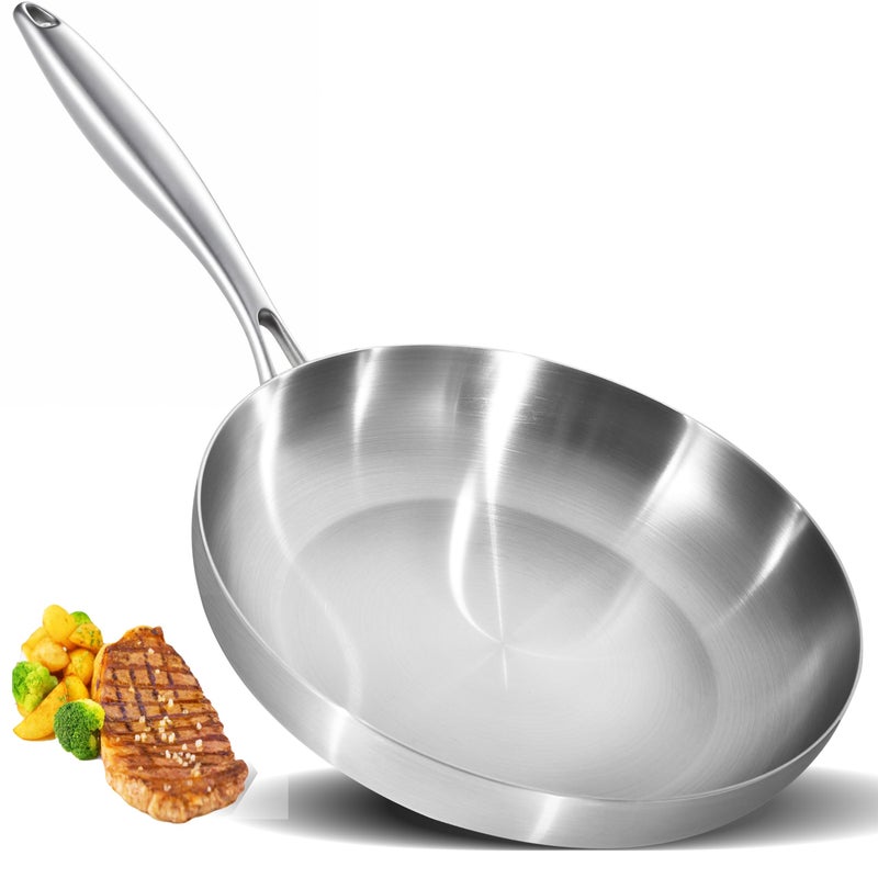 LOLYKITCH 12 Inch Tri-Ply Stainless Steel Frying Pan â€“ Professional Skillet Fast & Even Heating, Induction & Oven Safe Cookware for Modern Home Kitchens, Detachable Handle - Image 1