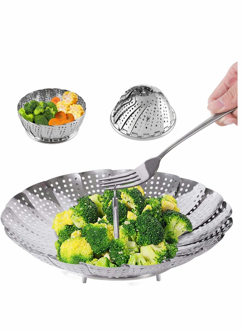 KASTWAVE Lakobos Steamer Basket Stainless Steel Instant Pot Accessories, for Food and Vegetable, Premium Expandable Steam Basket to Fit Various Size Pots Medium (6.1" to 10.5") - Image 1