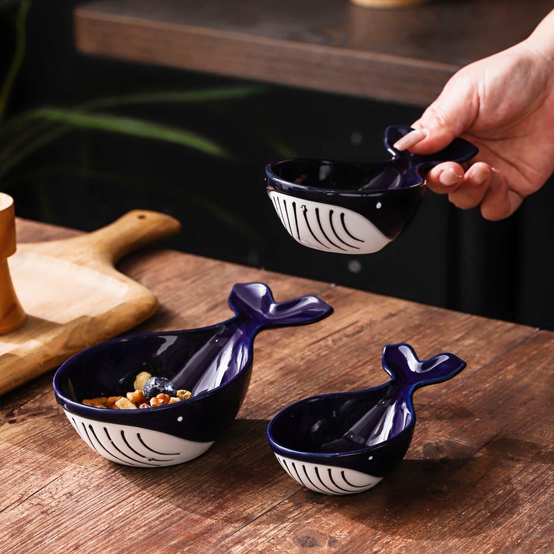 Whale Three Piece Ceramic Seasoning Dish Set for Home Restaurant - Image 4