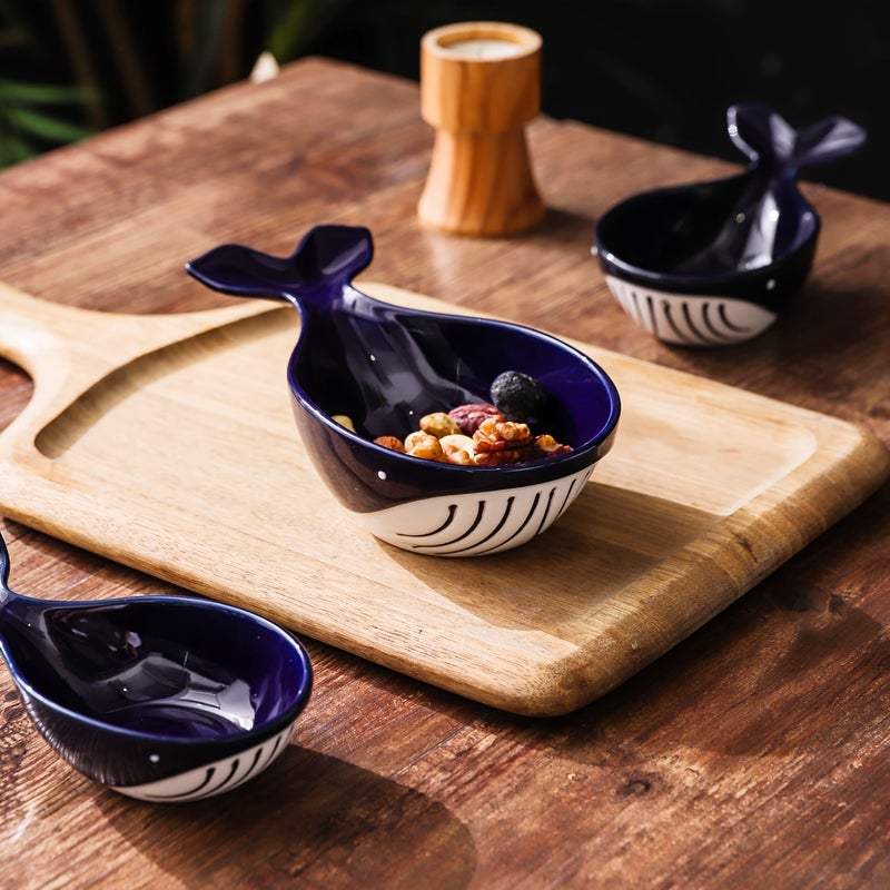 Whale Three Piece Ceramic Seasoning Dish Set for Home Restaurant - Image 1