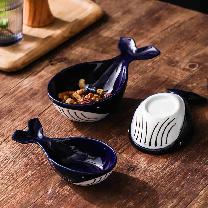 Whale Three Piece Ceramic Seasoning Dish Set for Home Restaurant - Image 2