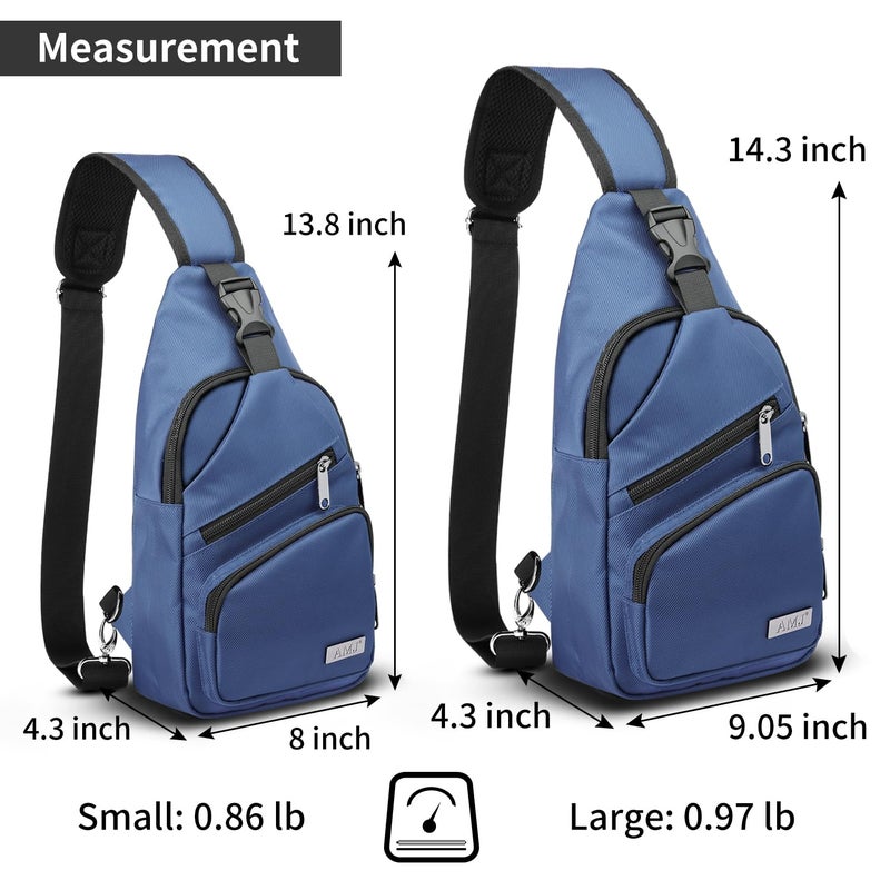 AMJ Crossbody Sling Bag Men, Casual Shoulder Backpack, Chest Daypack Satchel for Hiking Travelï¼ˆLarge Blueï¼‰ - Image 2