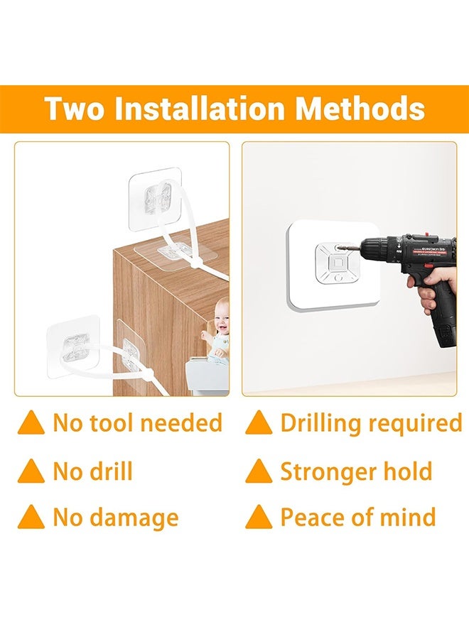 No-drill Furniture Fixing Adhesive 30PCS (20 cable tie buckles, 10 cable ties), Used for Baby Safety Protection, Adjustable Anti-Tip Furniture Wall Straps, Protecting Children and Pets from Furniture Tipping Over, Such as Dressers and Bookshelves. - Image 5