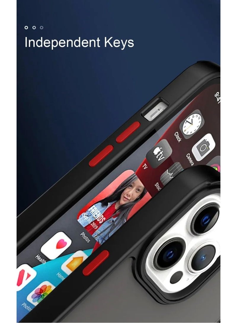 ELTRAZONE Case for Iphone 15 Pro Max Case Cover Metal Ring Holder Grip Kickstand Car Magnetic Mount Shockproof Matte Hard Back Bumper Case for Iphone 15 Pro Max 5G (Black+Red) - Image 3