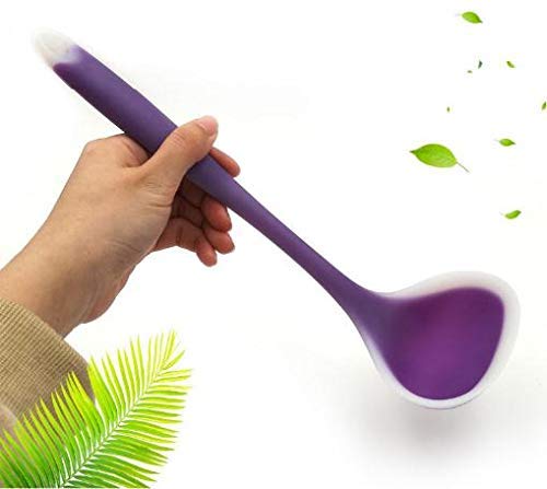 unique enterprise Unique Enterprise Silicone Ladle Spoon 20 cm Heat Resistant Soup Ladle Scoop Spatula with Hygienic Solid Coating FDA Grade Purple  - Image 2