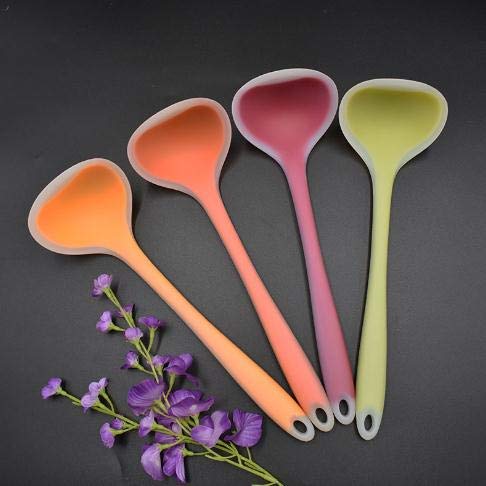 unique enterprise Unique Enterprise Silicone Ladle Spoon 20 cm Heat Resistant Soup Ladle Scoop Spatula with Hygienic Solid Coating FDA Grade Purple  - Image 5