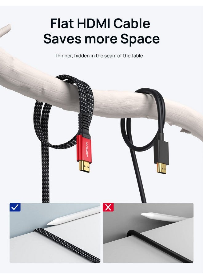JSAUX 4K Hdmi Cable 10Ft Flat Slim Hdmi 2.0 Cable High Speed 18Gbps Hdmi To Hdmi Cord Support 3D 4K@60Hz 2160P Hd 1080P Audio Return(Arc) Ethernet Compatible With Uhd Tv Playstation Ps4 Ps3 Red  - Image 3