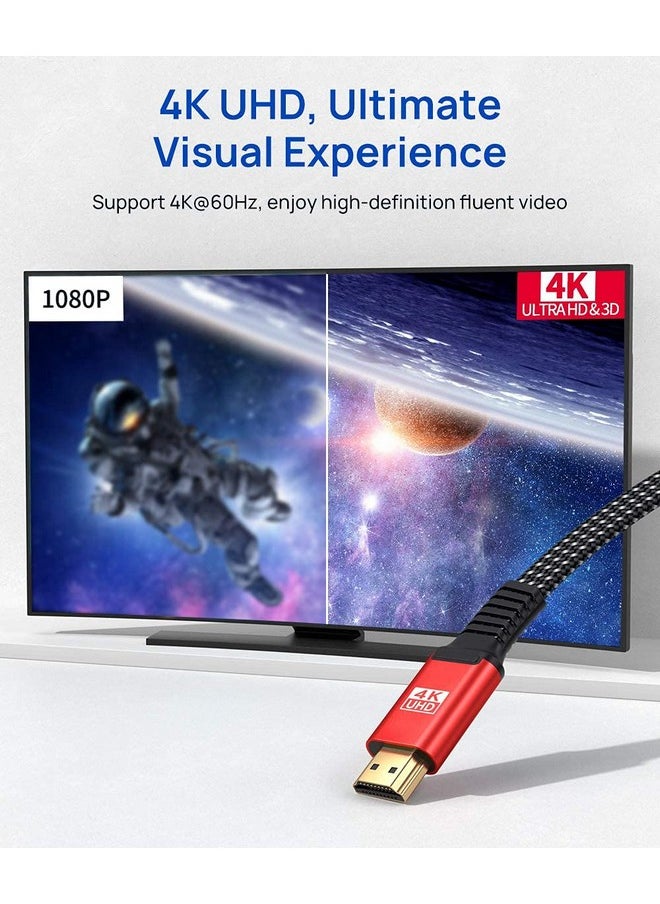 JSAUX 4K Hdmi Cable 10Ft Flat Slim Hdmi 2.0 Cable High Speed 18Gbps Hdmi To Hdmi Cord Support 3D 4K@60Hz 2160P Hd 1080P Audio Return(Arc) Ethernet Compatible With Uhd Tv Playstation Ps4 Ps3 Red  - Image 4