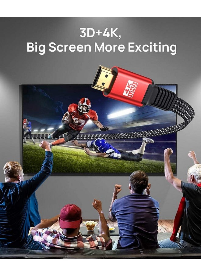 JSAUX 4K Hdmi Cable 10Ft Flat Slim Hdmi 2.0 Cable High Speed 18Gbps Hdmi To Hdmi Cord Support 3D 4K@60Hz 2160P Hd 1080P Audio Return(Arc) Ethernet Compatible With Uhd Tv Playstation Ps4 Ps3 Red  - Image 2