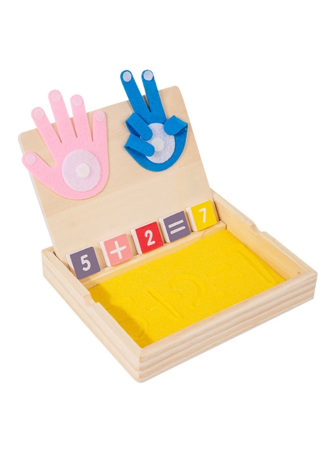 Twisoo Twisso 2-in-1 Montessori Wooden Learning Toy for Kids, Finger Counting Math Game & Sensory Sand Writing Tray with Math Flash Cards, Numbers, Addition Subtraction, Fine Motor Skills Activity - Image 4