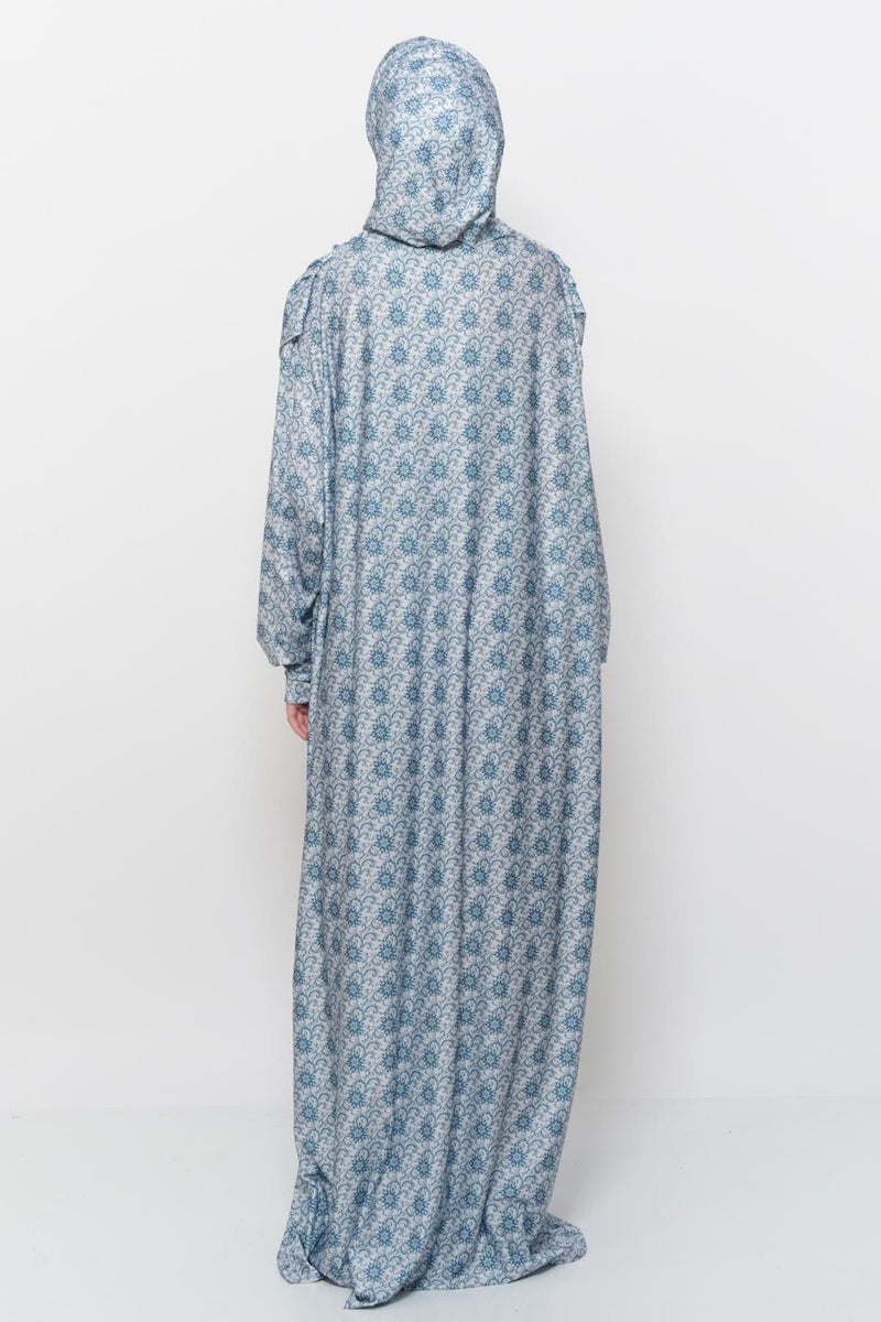 Altobeh Practical One Piece Sun Patterned Sleeves Removable Lycra Hijab Prayer Dress with Headscarf 990 0327  - Image 4