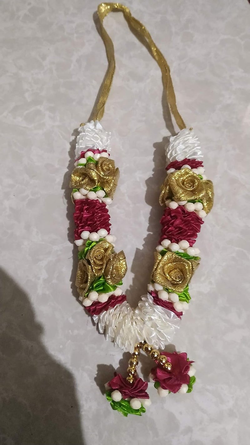 Salvus APP SOLUTIONS Multicolor Artificial Flowers Beautiful GarlandPooja Haar Mala for Small Idols Photo Frames for Temple Home Festive Decor 8 Inch - Image 3