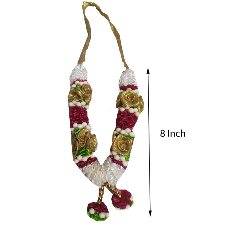 Salvus APP SOLUTIONS Multicolor Artificial Flowers Beautiful GarlandPooja Haar Mala for Small Idols Photo Frames for Temple Home Festive Decor 8 Inch - Image 2