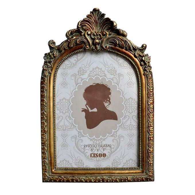 CISOO Vintage Picture Frame 5x7 Antique Photo Frame Table Top Display and Wall Hanging Home Decor Ornate Photo Gallary Art Bronze Gold