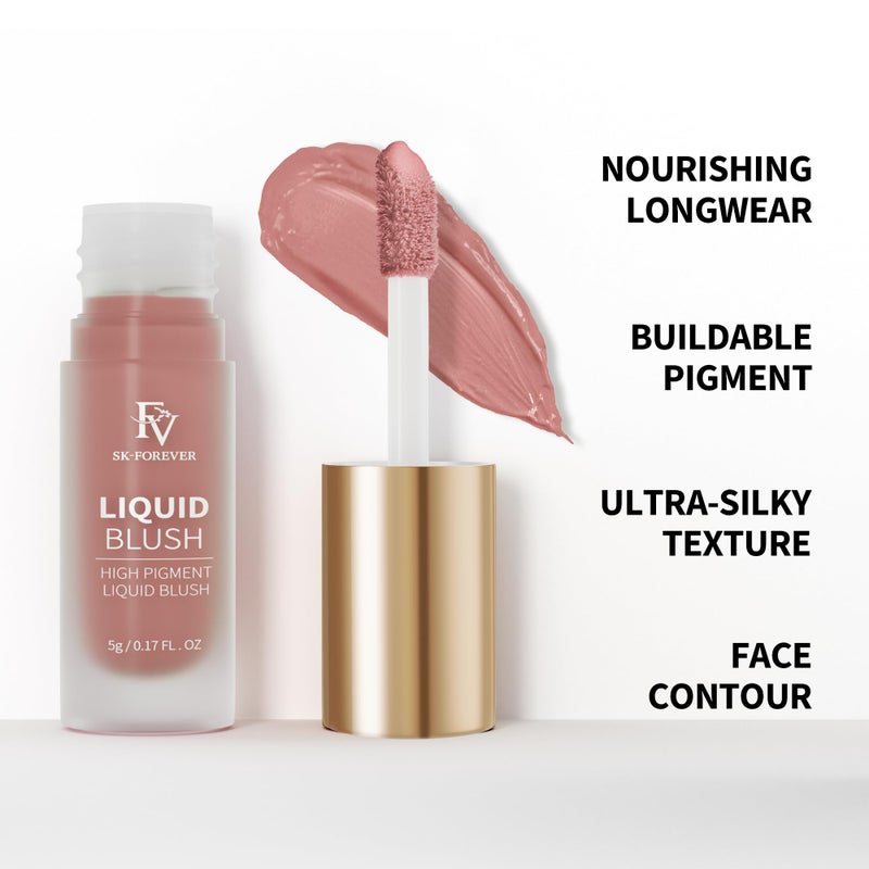 FV Liquid Blush, Long Lasting Buildable Cream Cheek Tint with High-Pigment Color, Weightless Blendable Formula for Natural Dewy Finish (Honey) - Image 3