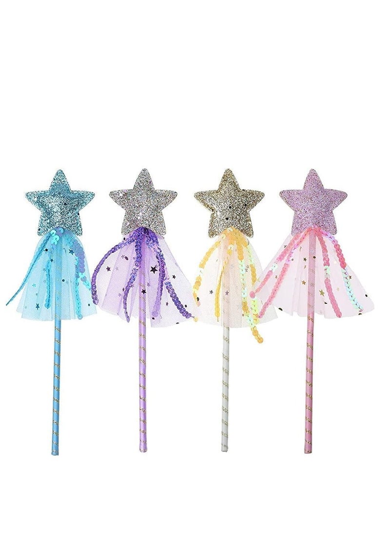 4 Pcs Fairy Wands for Girls Princess Wands for Kids Party Cosplay Costume Wedding Birthday Party Accessories - Image 1