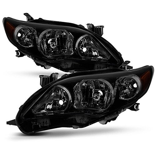 AKKON - For Black Smoked For 2011 2012 2013 Toyota Corolla Headlights Head Lamps Direct Replacement Left + Right Pair Set - Image 2